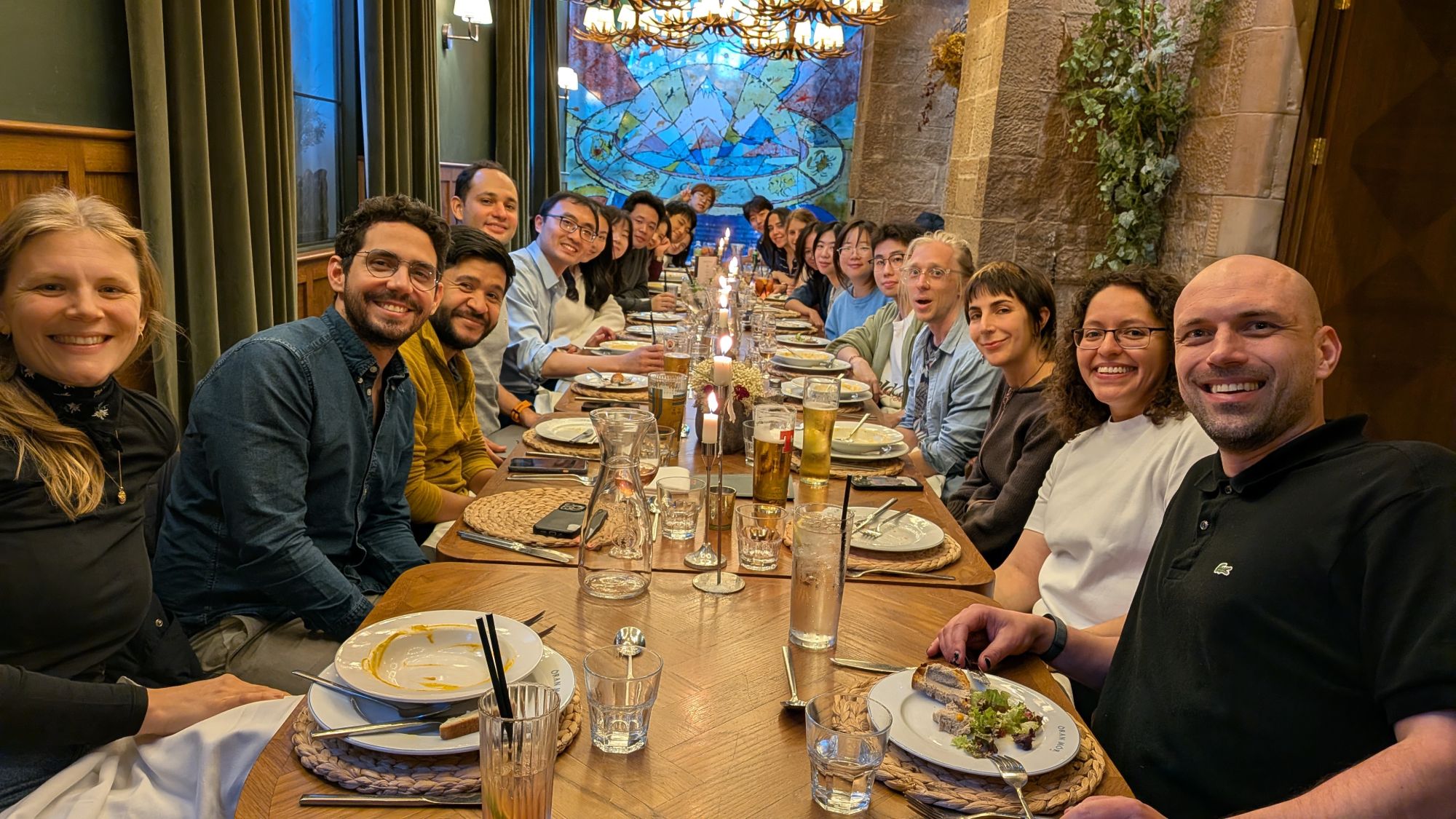 Participants and organisers at the social dinner at Òran Mór